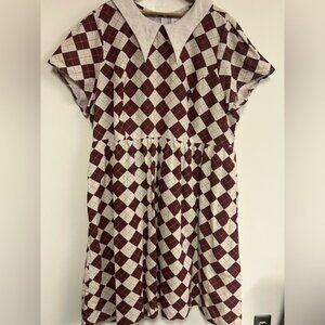 Tuesday of California Bassen Dagger Dress Saltine Argyle Maroon Plus Size 2X